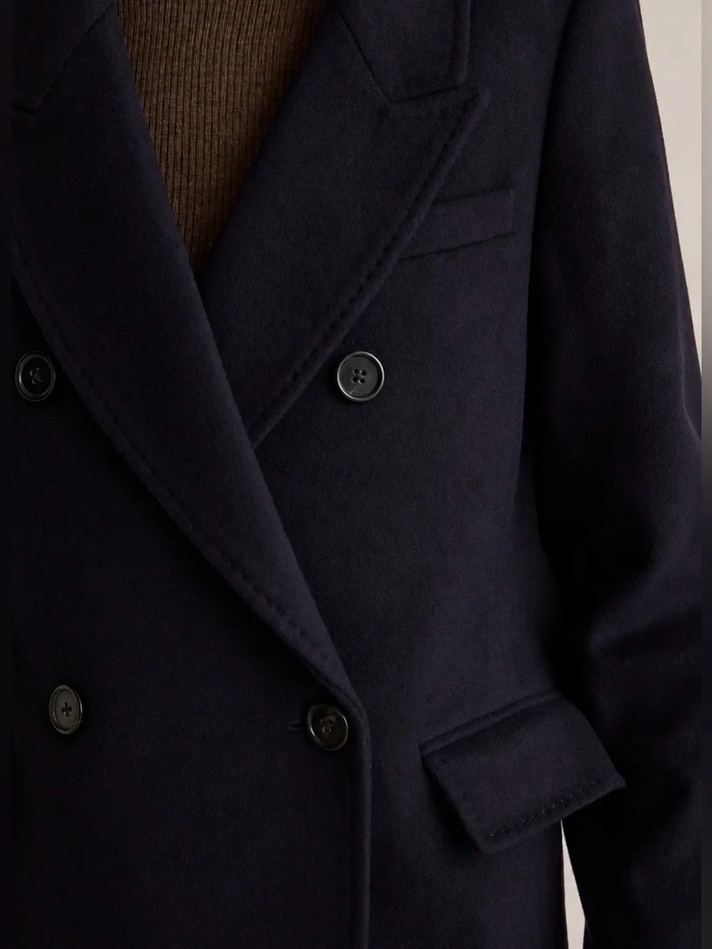 NWT Quince Women’s Italian Wool Double Breasted Coat Cadet Navy Blue Size L